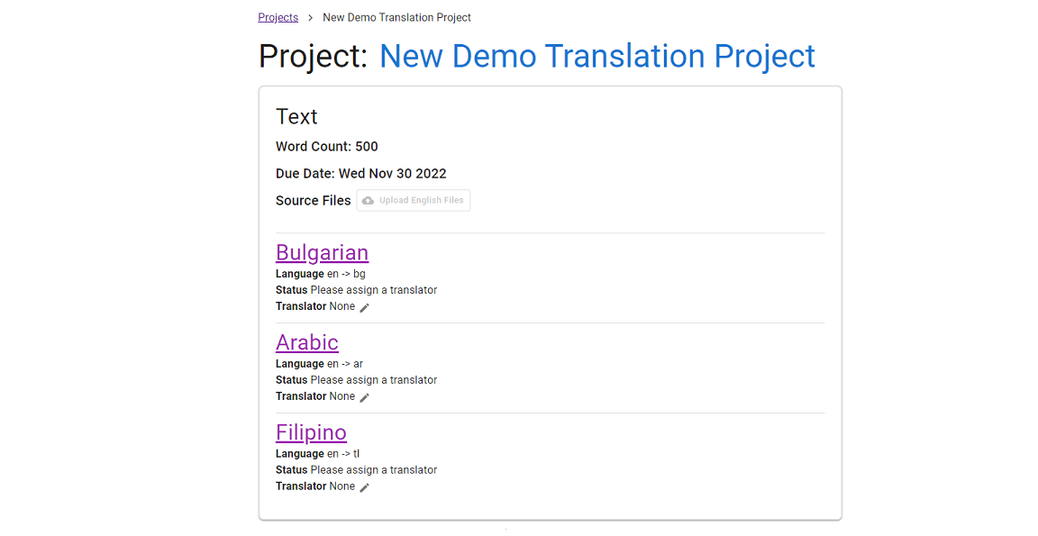 Project Details Page